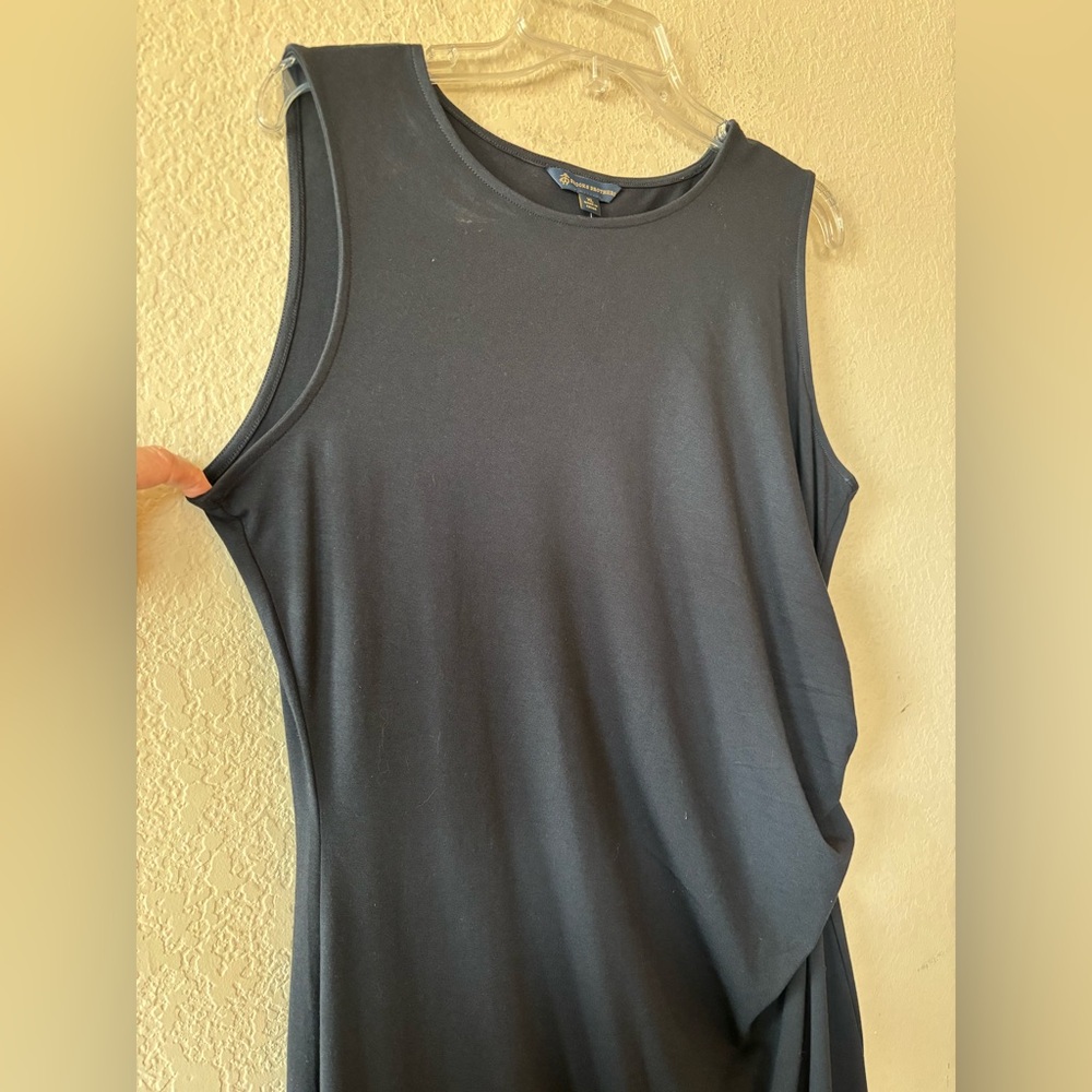 Brooks Brothers Black Sleeveless Side Ruched Midi Tank Dress NWT Size XL - Picture 2 of 10